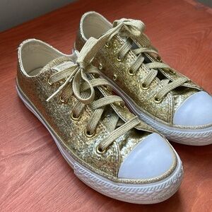 Converse Gold Sparkle Custom Chuck Taylor Sneakers Kids Size 13